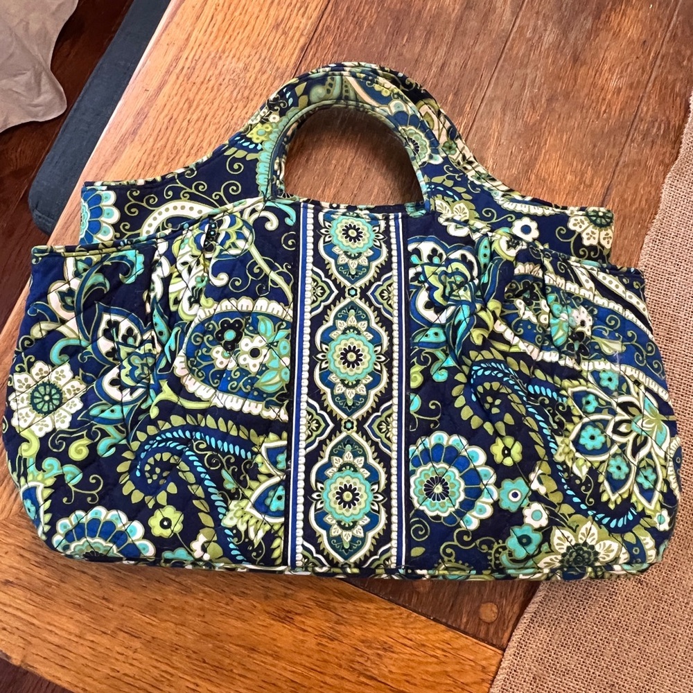 Vera Bradley Abby- Elegant Floral Tote Bag in Blue and Green